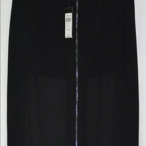NWT BCBGMaxzria Chiffon Panel Pencil Skirt Black10 - Picture 2 of 8